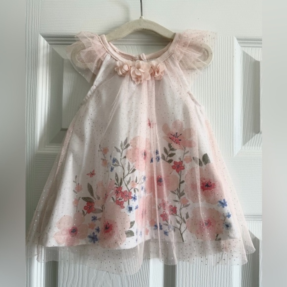 Nannette Girls Pink with Floral design Dress